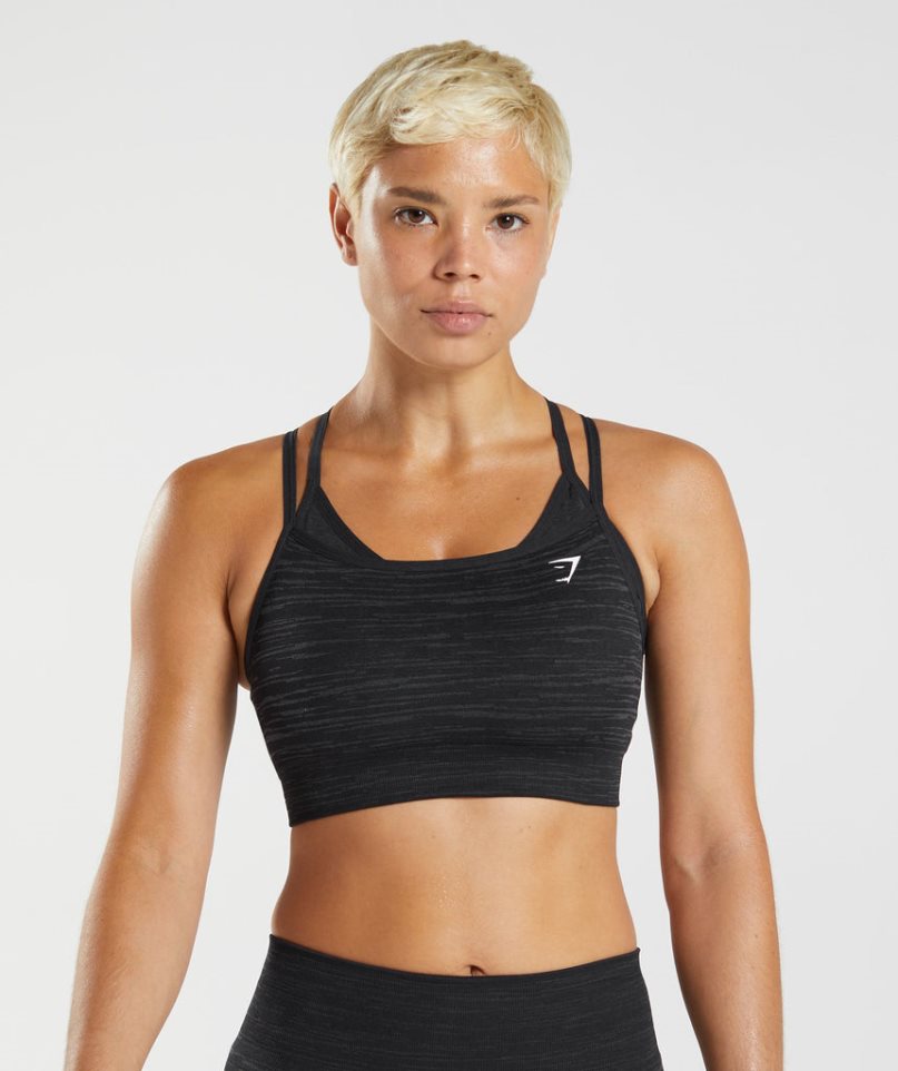 Women\'s Gymshark Adapt Marl Seamless Sports Bra Black | CA 8173A5